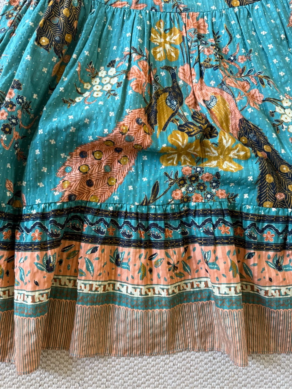 Ulla Johnson' Teal Floral Tiered Summer Dress size 6 - Picture 2 of 7